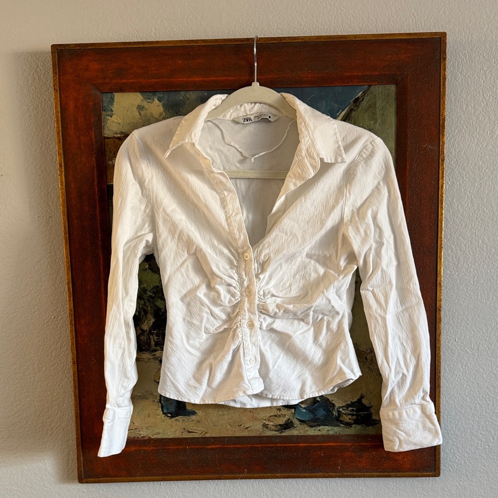 Zara White Button-Down Women's Shirt